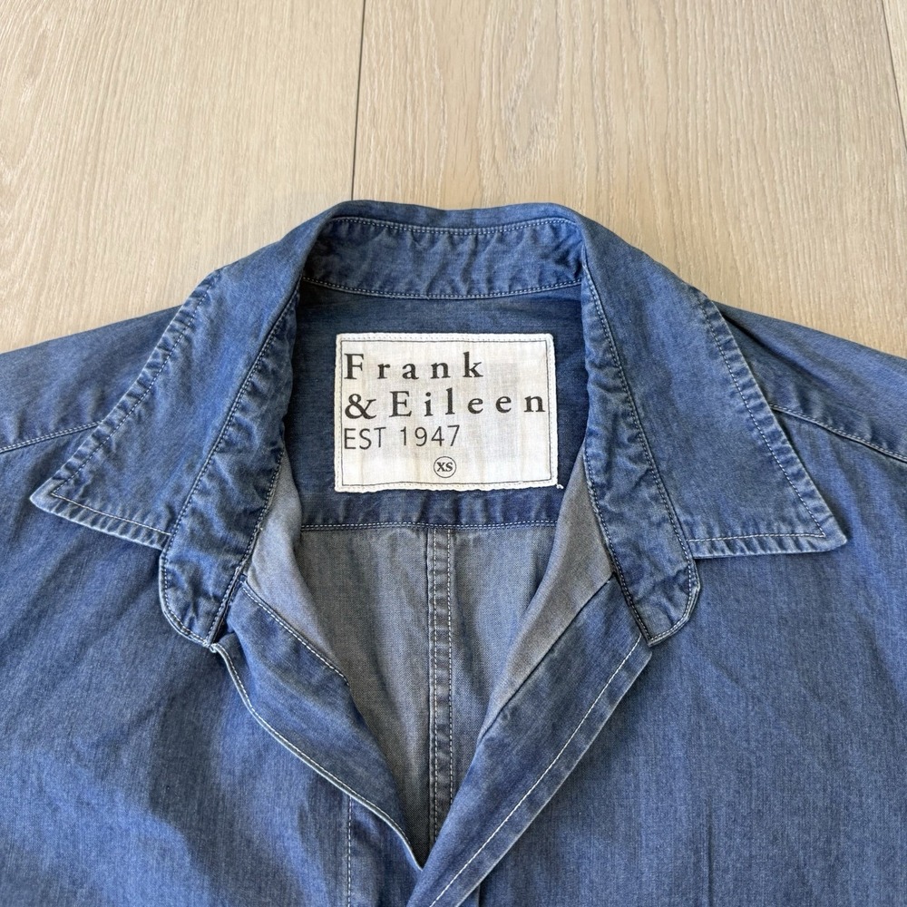 Frank & Eileen "Mary" Women's Blue Denim Button-Up Dress Long Sleeve Collared XS
